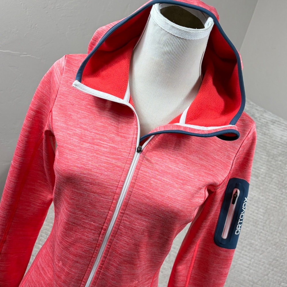 Ortovox Fleece Light Hoody Womens Small Coral Pink Merino Wool Blend Jacket